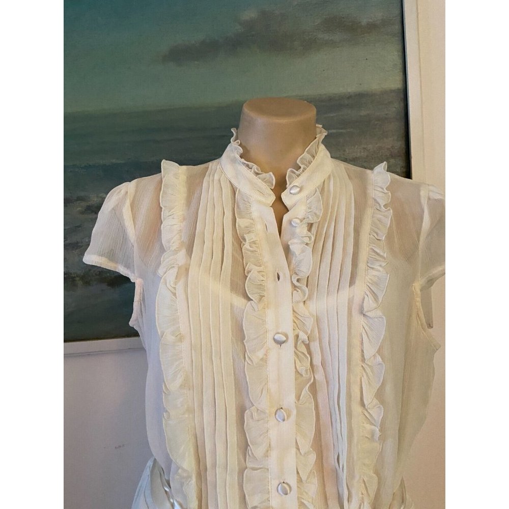 🌱   pretty creamy white lace Blouse women’s top matching silky cami NEW - Picture 5 of 14